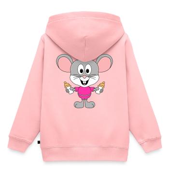 MAUS - BABY - FLÄSCHCHEN - GEBURT - KIND - TIER - Kinder Premium Organic Hoodie - Rosa - Hinten - AI Model Kid Female (0cm)