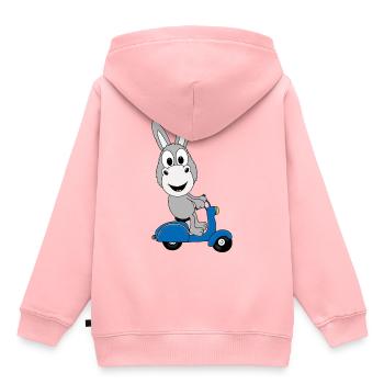 ESEL - ROLLER - TIER - TIERISCH - Kinder Premium Organic Hoodie - Rosa - Hinten - AI Model Kid Female (0cm)
