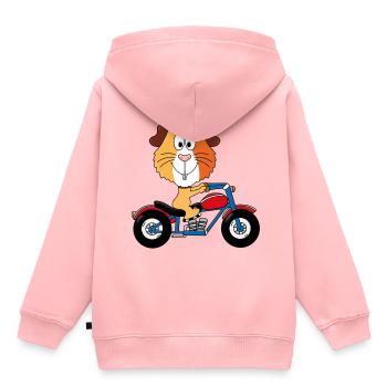 MOTORRAD - BIKER - MEERSCHWEINCHEN - TIERISCH - Kinder Premium Organic Hoodie - Rosa - Hinten - AI Model Kid Female (0cm)