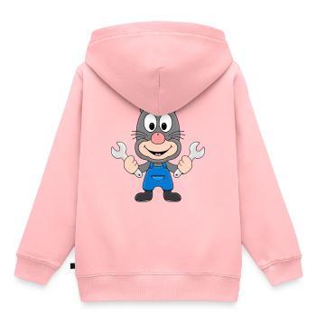 MAULWURF - KFZ-MECHANIKER - KLEMPNER - HANDWERKER - Kinder Premium Organic Hoodie - Rosa - Hinten - AI Model Kid Female (0cm)