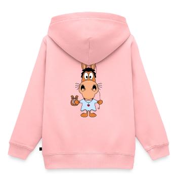 ENGEL - PFERD - PONY - HARFE - HEILIGENSCHEIN - Kinder Premium Organic Hoodie - Rosa - Hinten - AI Model Kid Female (0cm)