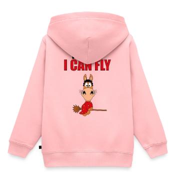 I BELIEVE I CAN FLY - HEXE - PFERD - PONY - Kinder Premium Organic Hoodie - Rosa - Hinten - AI Model Kid Female (0cm)