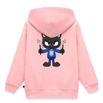 KATZE - ZAUBERER - ZAUBERN - MAGIE - TIERISCH - Kinder Premium Organic Hoodie - Rosa - Hinten - AI Model Kid Female (0cm)