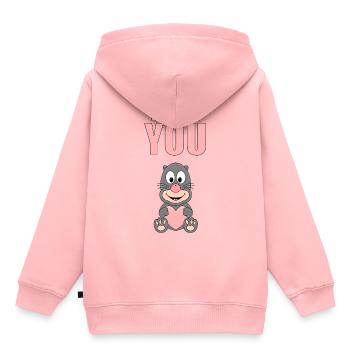 I LOVE YOU - MAULWURF - LIEBE - TIER - HERZ - Kinder Premium Organic Hoodie - Rosa - Hinten - AI Model Kid Female (0cm)