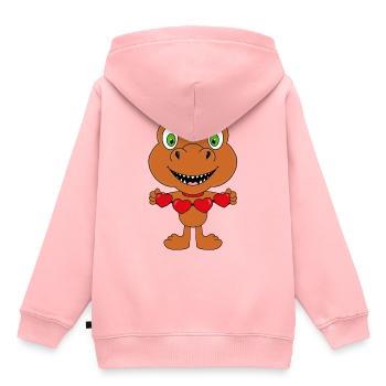 DINOSAURIER - DINO - T-REX - LIEBE - LOVE - Kinder Premium Organic Hoodie - Rosa - Hinten - AI Model Kid Female (0cm)