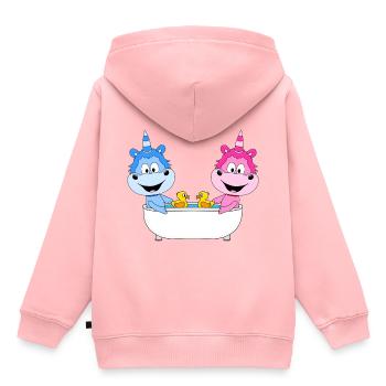 EINHÖRNER - BADEWANNE - LIEBE - LOVE - Kinder Premium Organic Hoodie - Rosa - Hinten - AI Model Kid Female (0cm)