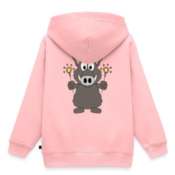 WILDSCHWEIN - EBER - KEILER - WUNDERKERZEN - Kinder Premium Organic Hoodie - Rosa - Hinten - AI Model Kid Female (0cm)