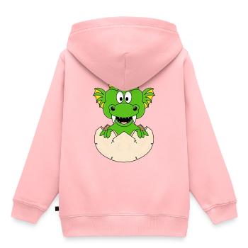DRACHE - EI - DRACHENEI - GEBURT - BABY - KIND - Kinder Premium Organic Hoodie - Rosa - Hinten - AI Model Kid Female (0cm)