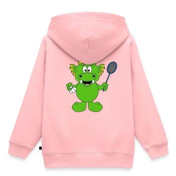 DRACHE - FEDERBALL - SPORT - BADMINTON - TIER - Kinder Premium Organic Hoodie - Rosa - Hinten - AI Model Kid Female (0cm)