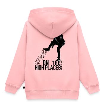 Debout sur les hauteurs (Anglais) - Ps/18:34 - Sweat Premium à capuche enfant bio - rose - Dos - AI Model Kid Female (0cm)
