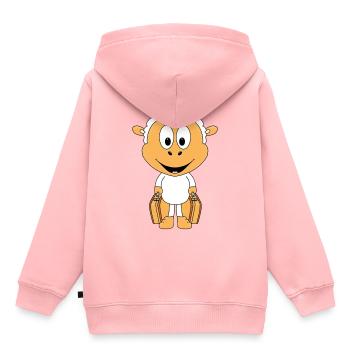 SCHAF - KOFFER - AUSWANDERER - REISE - URLAUB - Kinder Premium Organic Hoodie - Rosa - Hinten - AI Model Kid Female (0cm)