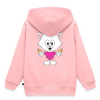 KATZE - BABY - FLÄSCHCHEN - MILCH - NACHWUCHS - Kinder Premium Organic Hoodie - Rosa - Hinten - AI Model Kid Female (0cm)