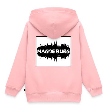Magdebourg Allemagne Skyline Silhouette Voyage Souven - Sweat Premium à capuche enfant bio - rose - Dos - AI Model Kid Female (0cm)
