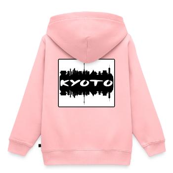 Kyoto Japon Skyline Silhouette Voyage Souvenir - Sweat Premium à capuche enfant bio - rose - Dos - AI Model Kid Female (0cm)