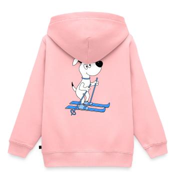 HUND - SKIER - SKI - WINTERSPORT - TIER - Kinder Premium Organic Hoodie - Rosa - Hinten - AI Model Kid Female (0cm)