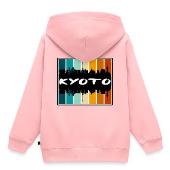 Kyoto Japon Skyline Silhouette Voyage Souvenir - Sweat Premium à capuche enfant bio - rose - Dos - AI Model Kid Female (0cm)