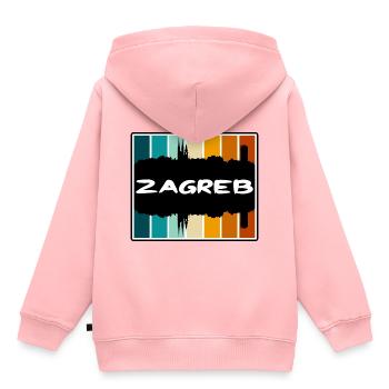 Zagreb Croatia Skyline Silhouette Travel Souvenir - Kids Premium Organic Hoodie - rose - Back - AI Model Kid Female (0cm)