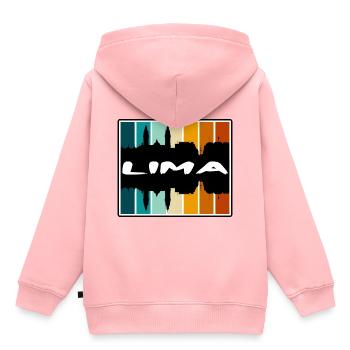 Lima Peru Skyline Silhouette Reise Souvenir - Kinder Premium Organic Hoodie - Rosa - Hinten - AI Model Kid Female (0cm)