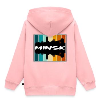 Minsk Weißrussland Skyline Silhouette Reise Souvenir - Kinder Premium Organic Hoodie - Rosa - Hinten - AI Model Kid Female (0cm)