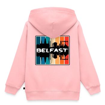 Belfast Irlande du Nord Skyline Silhouette Voyage - Sweat Premium à capuche enfant bio - rose - Dos - AI Model Kid Female (0cm)