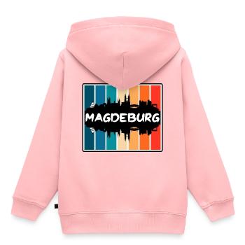 Magdebourg Allemagne Skyline Silhouette Travel Souven - Sweat Premium à capuche enfant bio - rose - Dos - AI Model Kid Female (0cm)