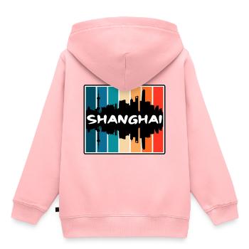 Shanghai China Skyline Silhouette Reisesouvenir - Kinder Premium Organic Hoodie - Rosa - Hinten - AI Model Kid Female (0cm)