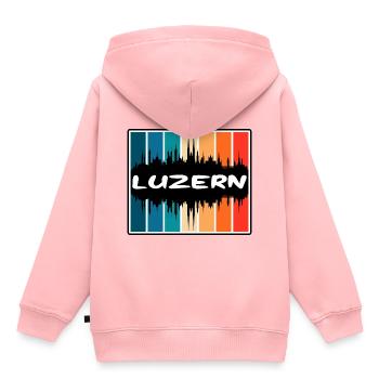 Luzern Suisse Skyline Silhouette Travel Souve - Sweat Premium à capuche enfant bio - rose - Dos - AI Model Kid Female (0cm)
