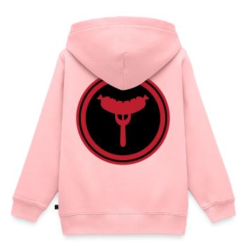 Fourchette à saucisse - Sweat Premium à capuche enfant bio - rose - Dos - AI Model Kid Female (0cm)