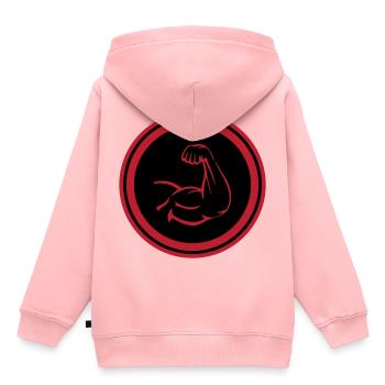 Arm Muskeln Bizeps - Kinder Premium Organic Hoodie - Rosa - Hinten - AI Model Kid Female (0cm)