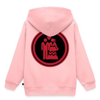 Couple mariage mariage couple - Sweat Premium à capuche enfant bio - rose - Dos - AI Model Kid Female (0cm)
