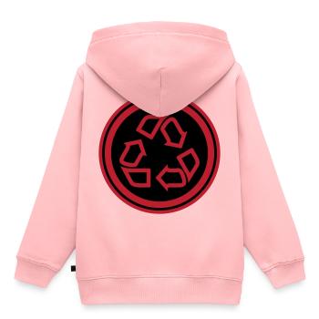 Symbole de recyclage - Sweat Premium à capuche enfant bio - rose - Dos - AI Model Kid Female (0cm)