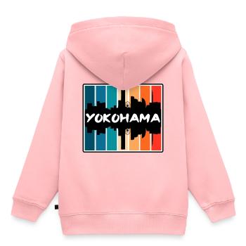 Yokohama Japon Skyline Silhouette Souvenir de voyage - Sweat Premium à capuche enfant bio - rose - Dos - AI Model Kid Female (0cm)