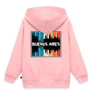 Buenos Aires Argentine Skyline Silhouette S - Sweat Premium à capuche enfant bio - rose - Dos - AI Model Kid Female (0cm)