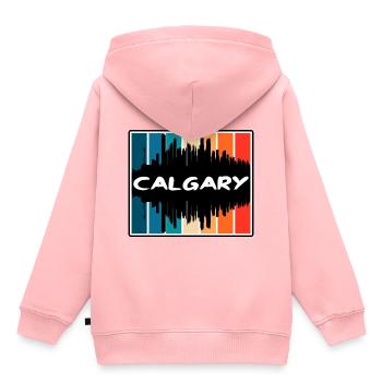 Souvenir de voyage Skyline Silhouette de Calgary Canada - Sweat Premium à capuche enfant bio - rose - Dos - AI Model Kid Female (0cm)