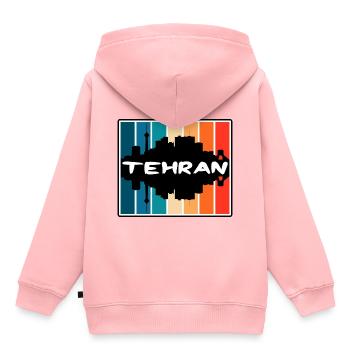 Téhéran Iran Skyline Silhouette Souvenir de voyage - Sweat Premium à capuche enfant bio - rose - Dos - AI Model Kid Female (0cm)
