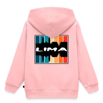 Lima Peru Skyline Silhouette Reise Souvenir - Kinder Premium Organic Hoodie - Rosa - Hinten - AI Model Kid Female (0cm)