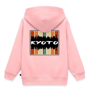 Kyoto Japon Skyline Silhouette Voyage Souvenir - Sweat Premium à capuche enfant bio - rose - Dos - AI Model Kid Female (0cm)