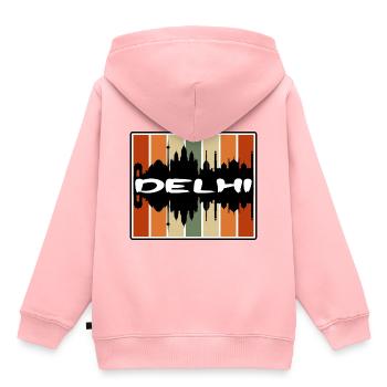Delhi Inde Skyline Silhouette Souvenir de voyage - Sweat Premium à capuche enfant bio - rose - Dos - AI Model Kid Female (0cm)