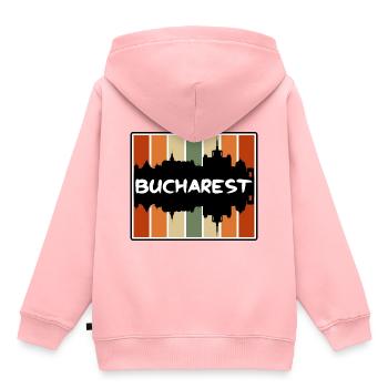 Bukarest Rumänien Skyline Silhouette Travel Souven - Kinder Premium Organic Hoodie - Rosa - Hinten - AI Model Kid Female (0cm)