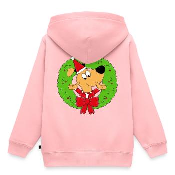 HUND - ADVENTSKRANZ - ADVENT - WEIHNACHTEN - TIER - Kinder Premium Organic Hoodie - Rosa - Hinten - AI Model Kid Female (0cm)