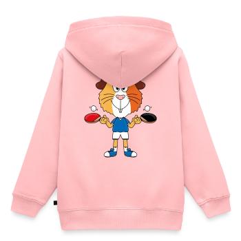 MEERSCHWEINCHEN - TISCHTENNIS - SPORT - TIERISCH - Kinder Premium Organic Hoodie - Rosa - Hinten - AI Model Kid Female (0cm)