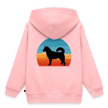 Sibérie orientale Laika Dog Silhouette Retro Sunset - Sweat Premium à capuche enfant bio - rose - Dos - AI Model Kid Female (0cm)