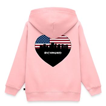 Richmond Virginie États-Unis Flag Skyline Souvenir de voyage - Sweat Premium à capuche enfant bio - rose - Dos - AI Model Kid Female (0cm)