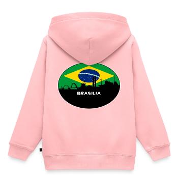 Brasilia Brasilien Flagge Skyline Silhouette Reisen - Kinder Premium Organic Hoodie - Rosa - Hinten - AI Model Kid Female (0cm)