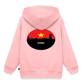 Hanoi-Vietnam-Flaggen-Skyline-Schattenbild-Reise - Kinder Premium Organic Hoodie - Rosa - Hinten - AI Model Kid Female (0cm)