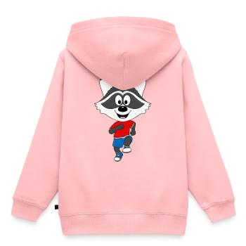 WASCHBÄR - LAUFEN - SPORT - FITNESS - MARATHON - Kinder Premium Organic Hoodie - Rosa - Hinten - AI Model Kid Female (0cm)