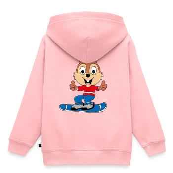 EICHHÖRNCHEN - SNOWBOARD - WINTERSPORT - TIERISCH - Kinder Premium Organic Hoodie - Rosa - Hinten - AI Model Kid Female (0cm)