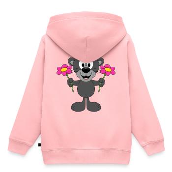PANTHER - BLUMEN - TIER - TIERISCH - Kinder Premium Organic Hoodie - Rosa - Hinten - AI Model Kid Female (0cm)