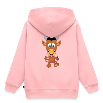 STIER - BULLE - TIER - TIERISCH - Kinder Premium Organic Hoodie - Rosa - Hinten - AI Model Kid Female (0cm)