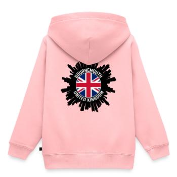 Bournemouth Skyline Uk Flag Souvenir de voyage - Sweat Premium à capuche enfant bio - rose - Dos - AI Model Kid Female (0cm)